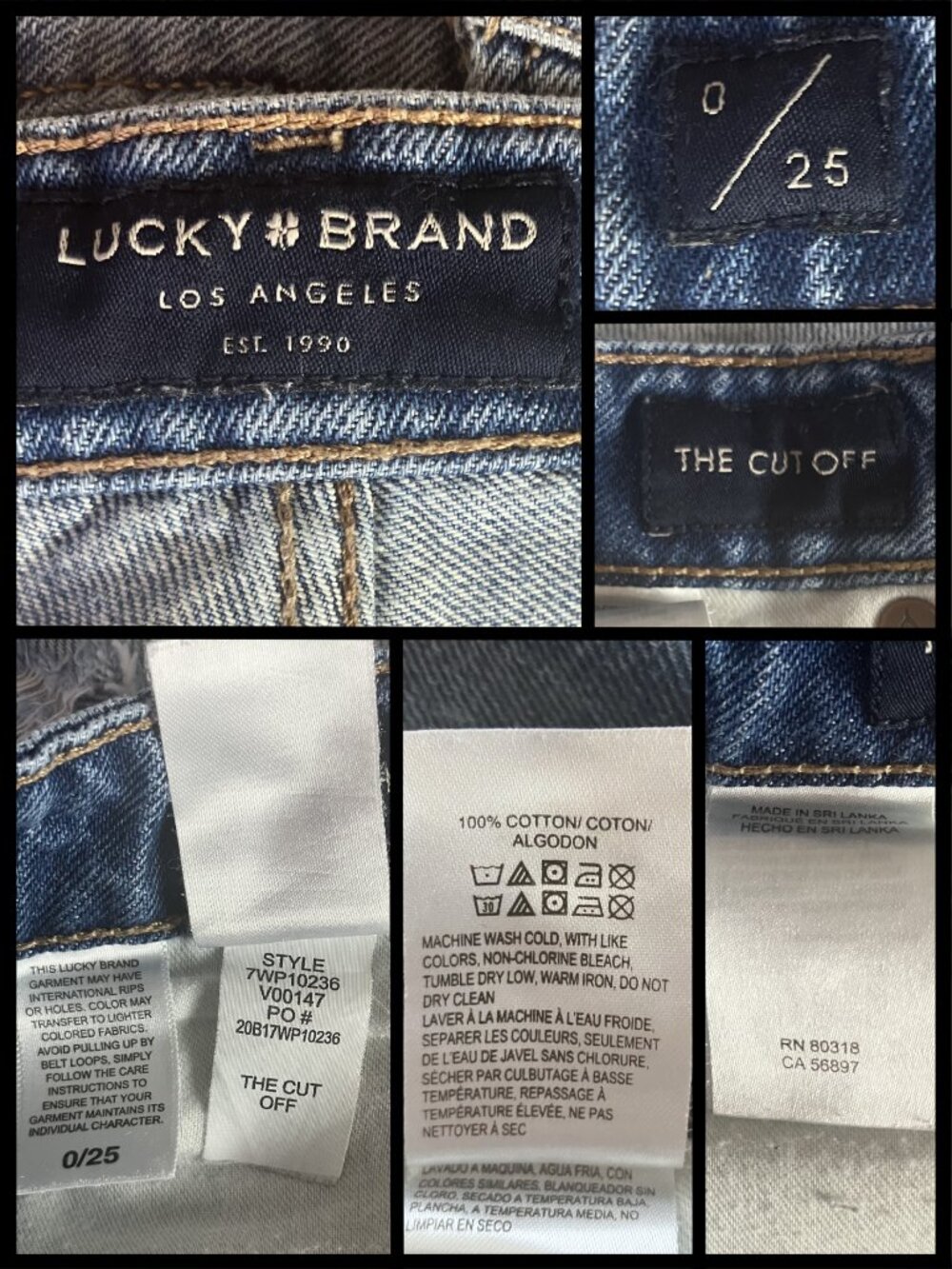 Lucky Brand Cut Off Distressed Denim Shorts. Size 0 25. Mid Rise Jean Jorts - Picture 12 of 13